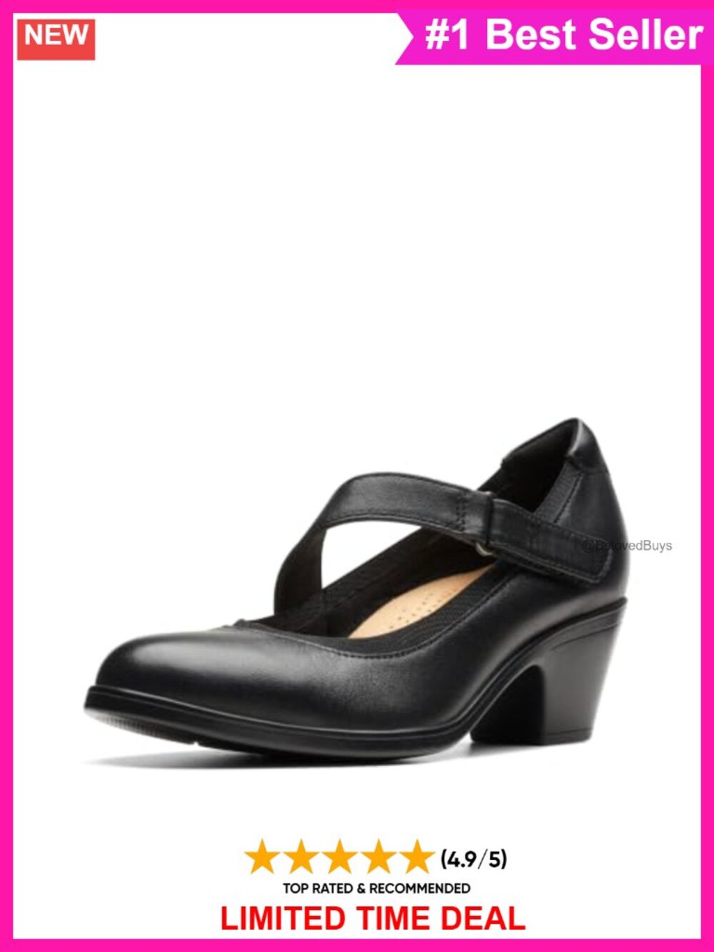 Clarks Emily 2 Mabel Leather Block Heel Pumps